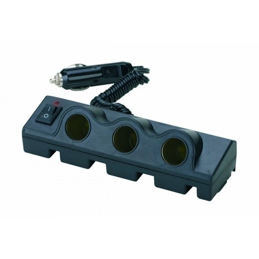 Priza auto cu prelungitor BOTTARI Triple 30073BT, cu intrerupator integrat, negru