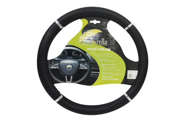 Husa volan UMBRELLA Pro 07843, negru, piele ecologica, 37-39 cm