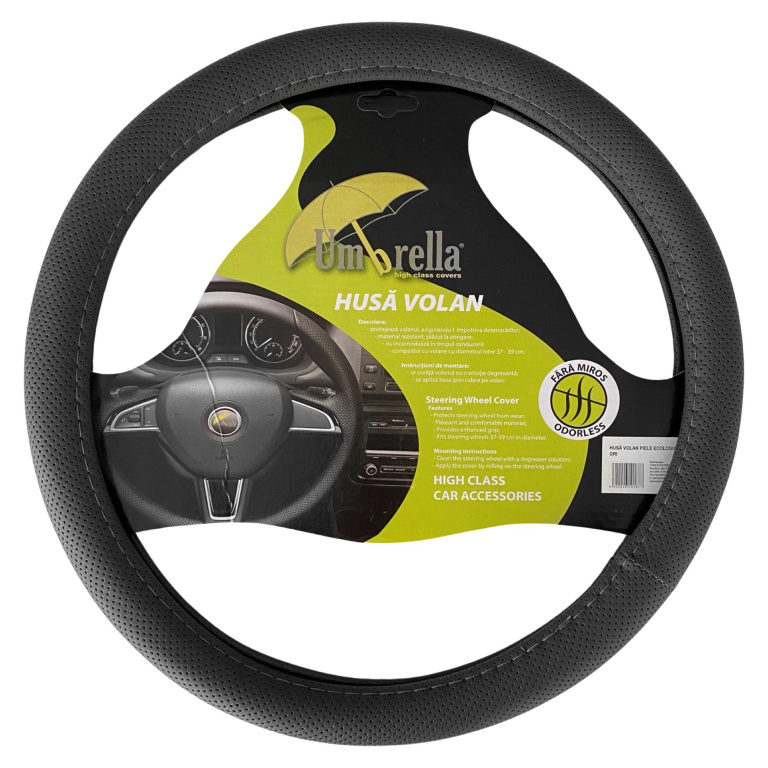 Husa volan UMBRELLA 10187, gri, piele ecologica, 37-39 cm