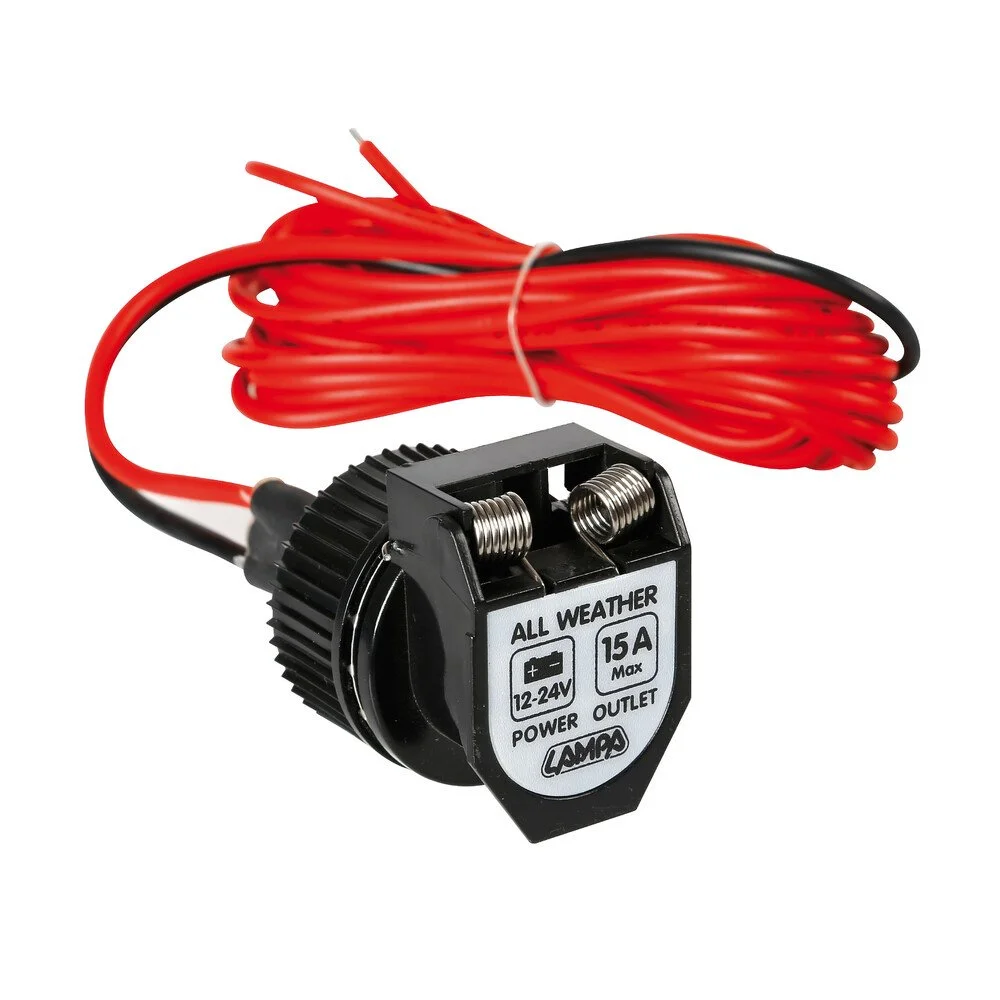 Priza auto bricheta LAMPA All Weather Power Socket LAM38969, 12/24V, rezistenta la apa, lungime cablu 3.6 m